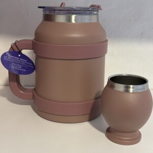Jarra térmica 1,5 L con tapa, doble pico y mate haciendo juego (ideal para tereré o bebida fría todo el día) (Destellos)