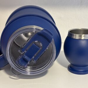 Jarra térmica 1,5 L con tapa, doble pico y mate haciendo juego (ideal para tereré o bebida fría todo el día) (Azul)