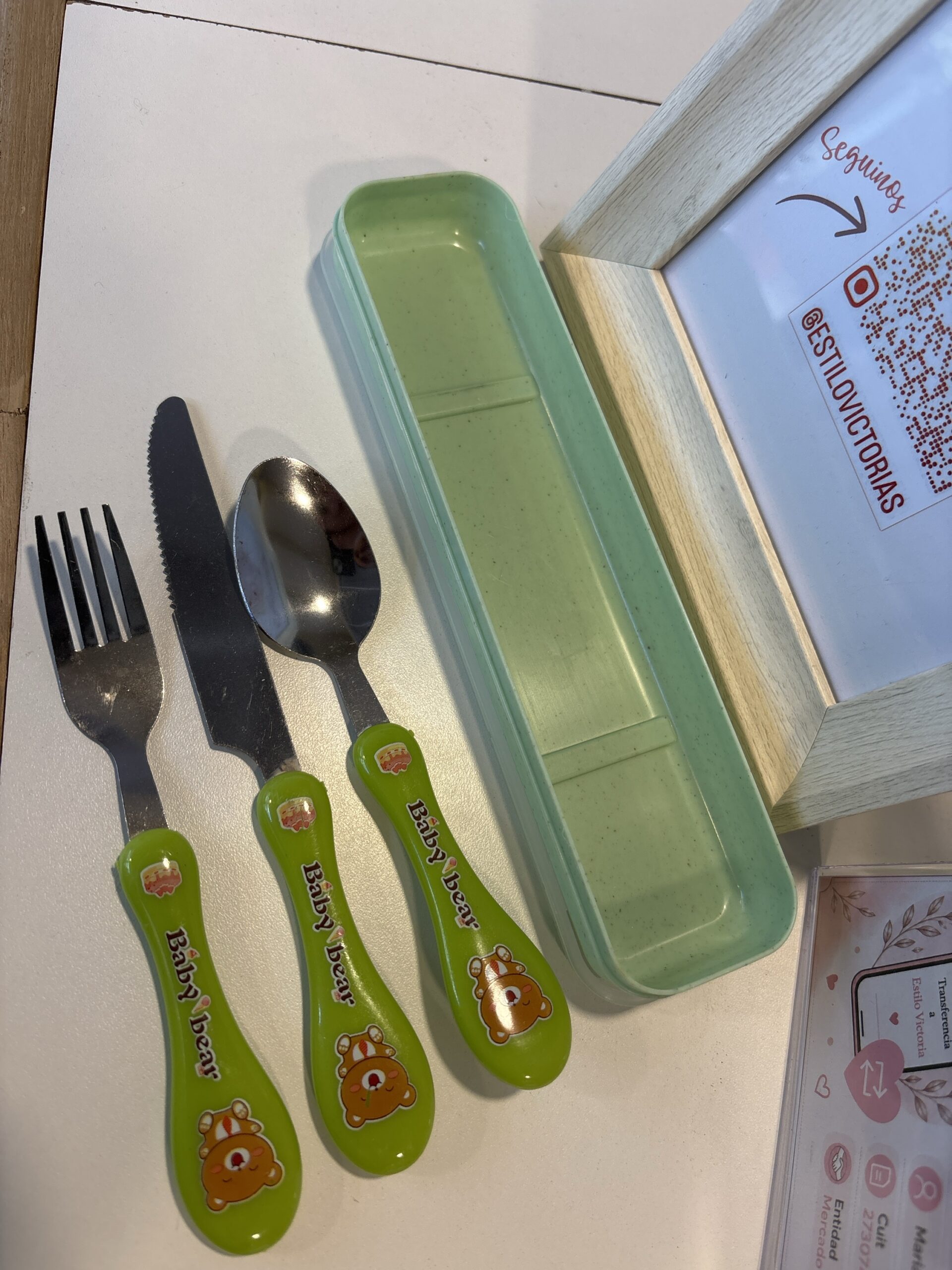 Set de cubiertos infantil - Verde / Ositos