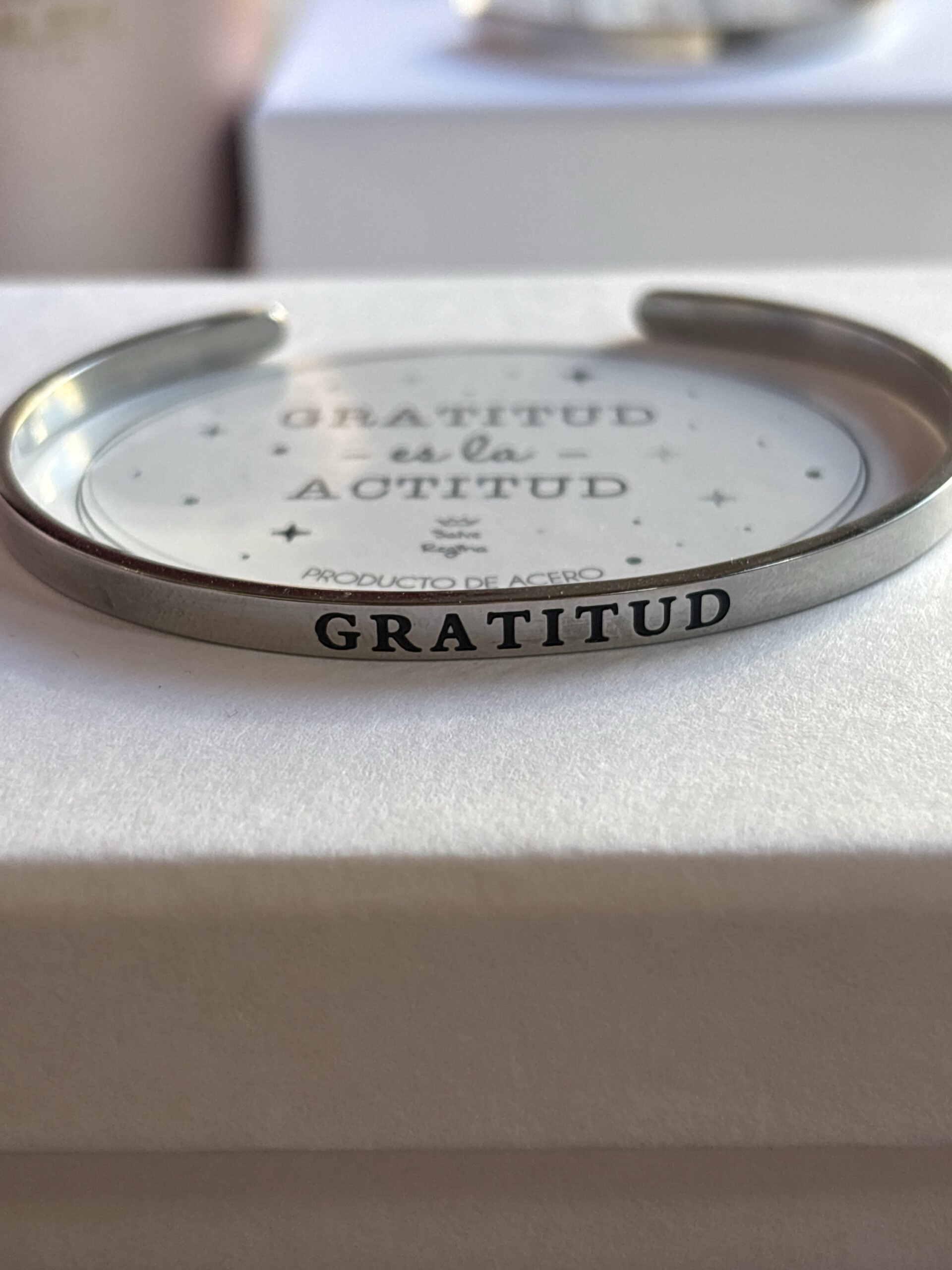 Pulsera Acero Tipo Esclava con Palabra: Gratitud - Imagen 2