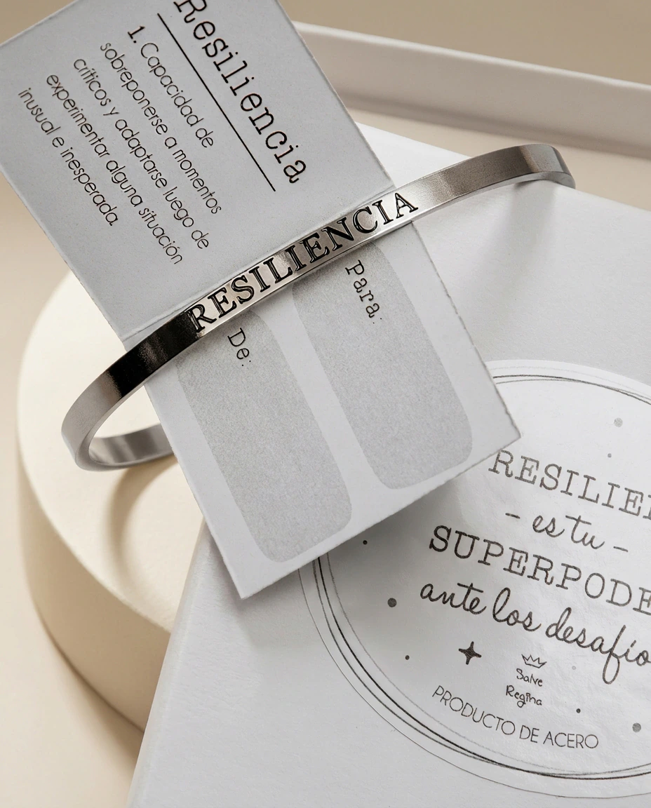Pulsera Acero Tipo Esclava con Palabra: Resiliencia